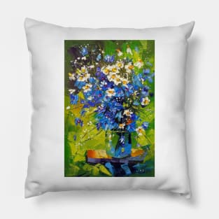 A bouquet of meadow blue flowers Pillow