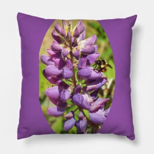 Honey Bee on Purple Lupine Pillow