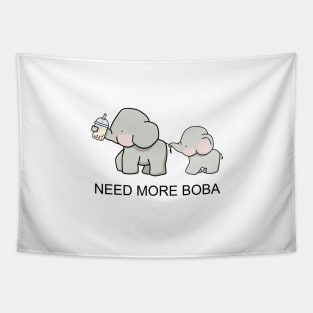 Cute Little Elephants Need More Boba! Tapestry