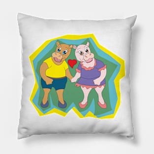 Two hippos in love Pillow