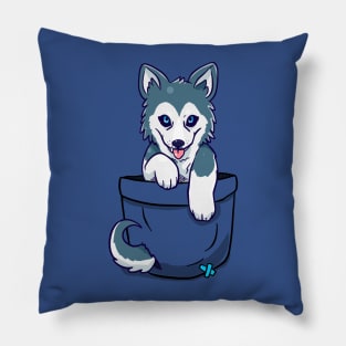 Pocket Cute Siberian Husky Pillow