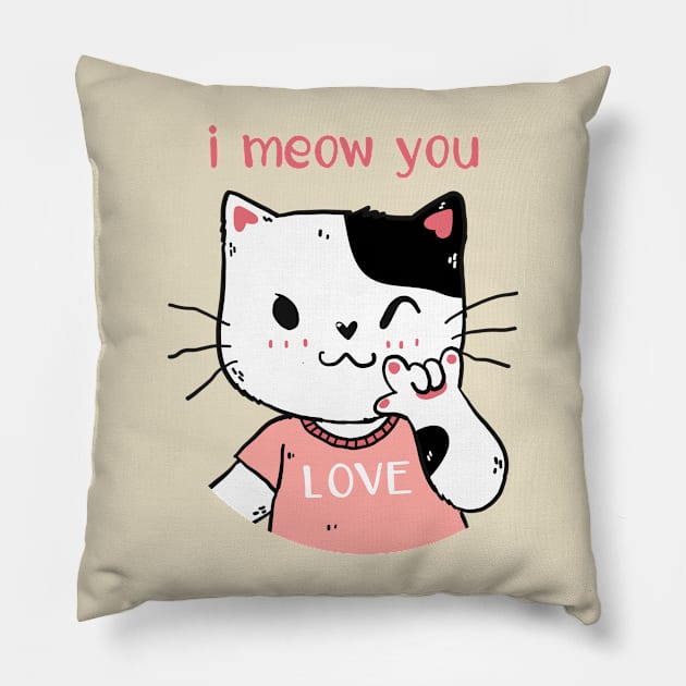 I meow you love Pillow by Mako Design 