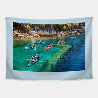 Kayaking over a sunken harbor - Lycia, Turkey Tapestry