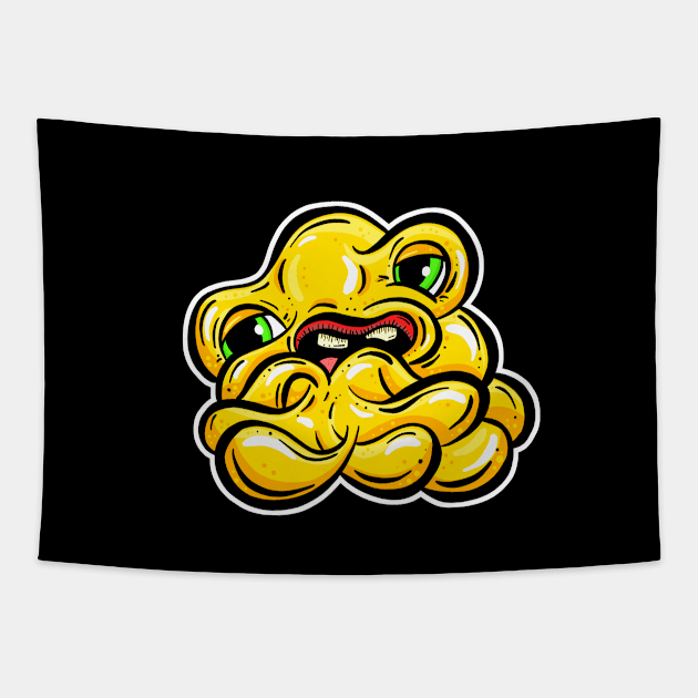 The Blobs - Yellow Sigh Monster Tapestry by Squeeb Creative