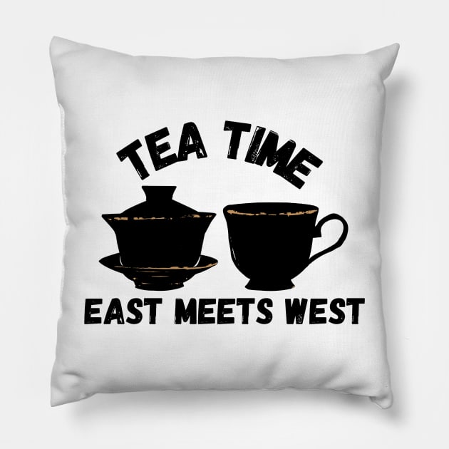 East Meets West Tea Time Design Pillow by AZNSnackShop