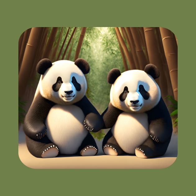 Cute panda bear friends by MarionsArt