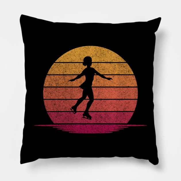 Awesome Funny Ice skating Gift - Hobby Silhouette Sunset Design Pillow by mahmuq