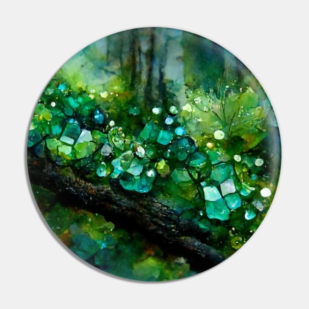 Mystical Magic Forest Emerald Green Pin by Moon Art