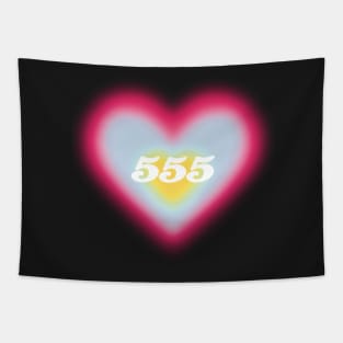 555 angel number heart aura colorful aesthetic Tapestry