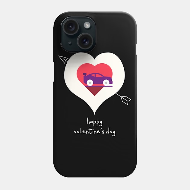 Purple Car With Heart Happy Valentine's Day Gifts For Women Phone Case by Art master