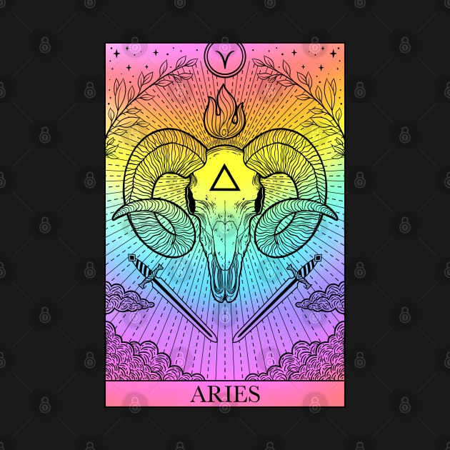 Zodiac sign tarot card Aries by OccultOmaStore