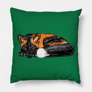 Cute Artwork of a Crouching Cross Fox I Pillow