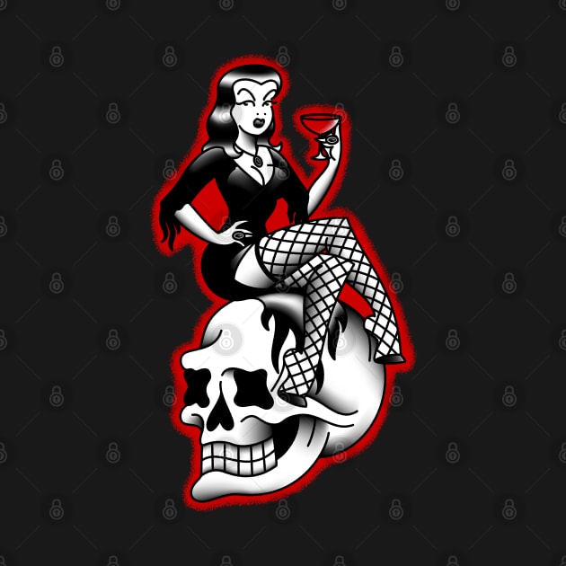 American Traditional Lowbrow Femme Fatale Horror Pin-up by OldSalt