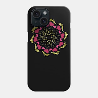 Mandala Round with hearts Phone Case