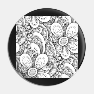 Monochrome Seamless Pattern with Floral Motifs Pin