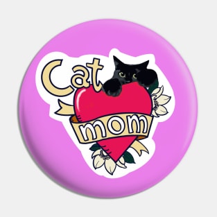 Black Cat Mom Tattoo Pin