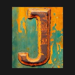 Rusty Letter J Antique Monogram Letter J Initial Alphabet T-Shirt