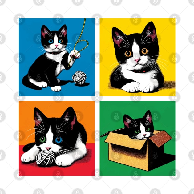 Bicolor Cat Pop Art - Cute Kitties by PawPopArt