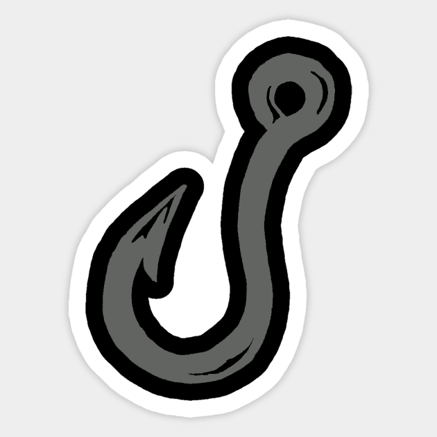 Gray Fish Hook - Fish Hook - Sticker