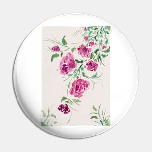 Purple Peonies Watercolor Pin