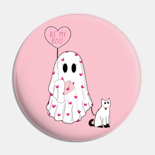 Be My Boo Valentine Cat Mom Ghost Love Pin