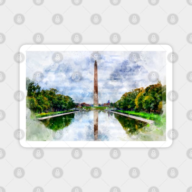 Washington Monument watercolor Magnet by SPJE Illustration Photography