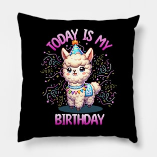 Today Is My Birthday Party Llama Confetti for Girls Kids Fun Pillow