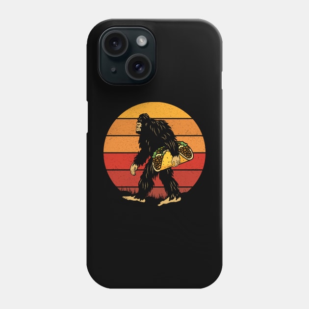 Funny Bigfoot Holding A Taco Phone Case by Tesszero