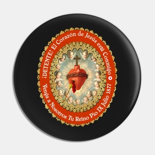 Detente Spanish Sagrado Corazon Sacred Heart of Jesus Catholic Prayer Pin