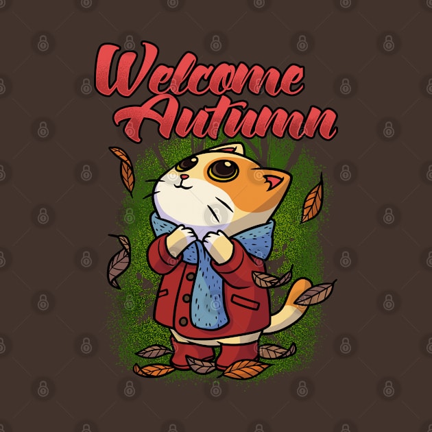 Welcome Autumn Fall Seasons Funny Cute Cat Gift by MimimaStore