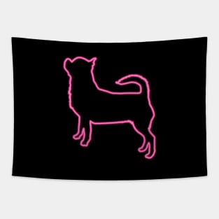 80's Gift 80s Retro Neon Sign Chihuahua Tapestry