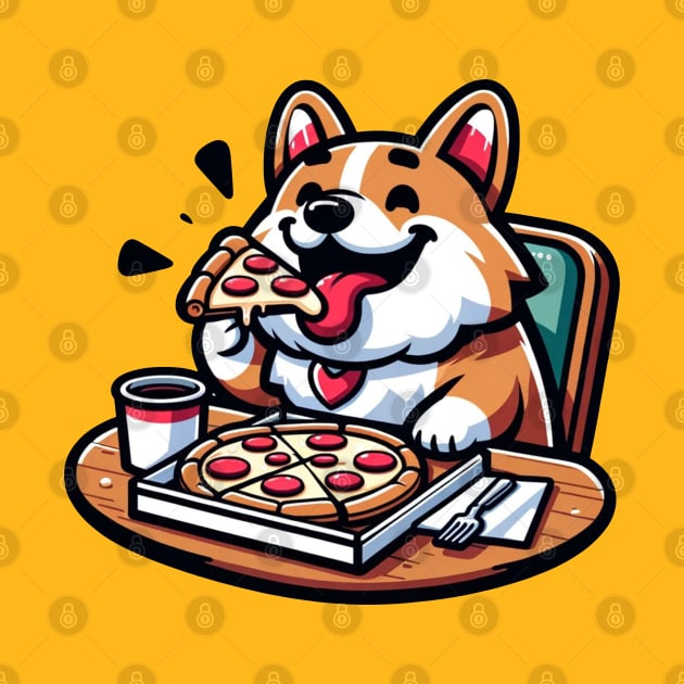 corgi eating pizza by Ferdi Everywhere