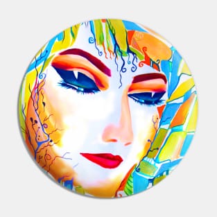 Watercolor Female in Utopian Pop Surrealism Style Pin