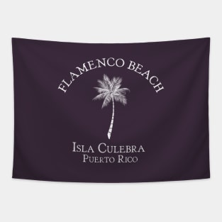 Flamenco Beach - Culebra - Puerto Rico Vintage Palm Tapestry