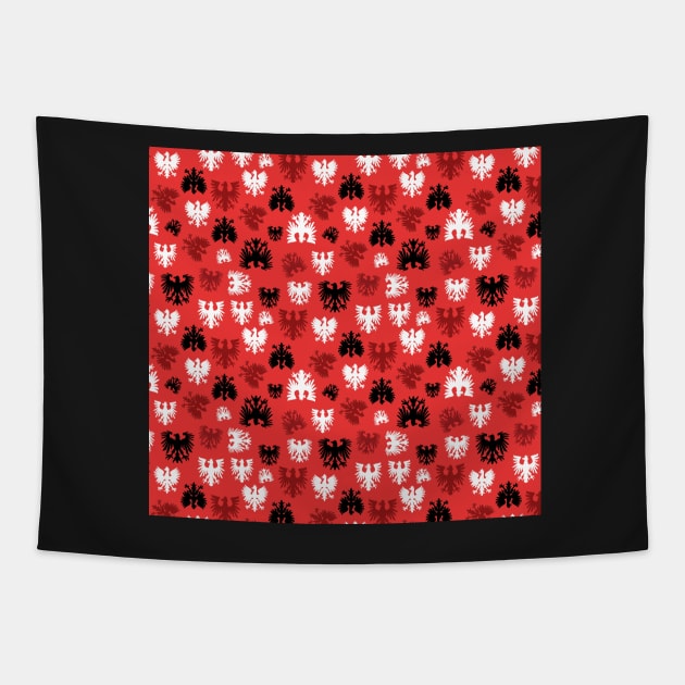 Polish Falcon Polish Eagle Pattern in Black and Red Dyngus Day Tapestry by JessDesigns