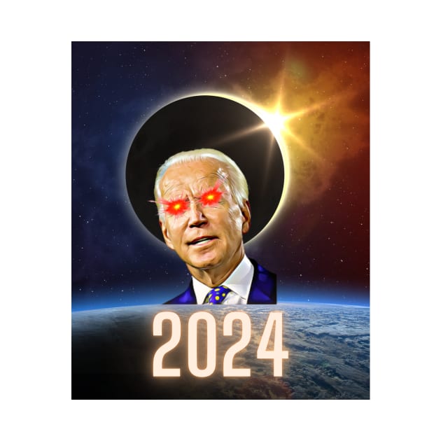 Joe Biden Dark Brandon Total Solar Eclipse 2024 by Little Duck Designs