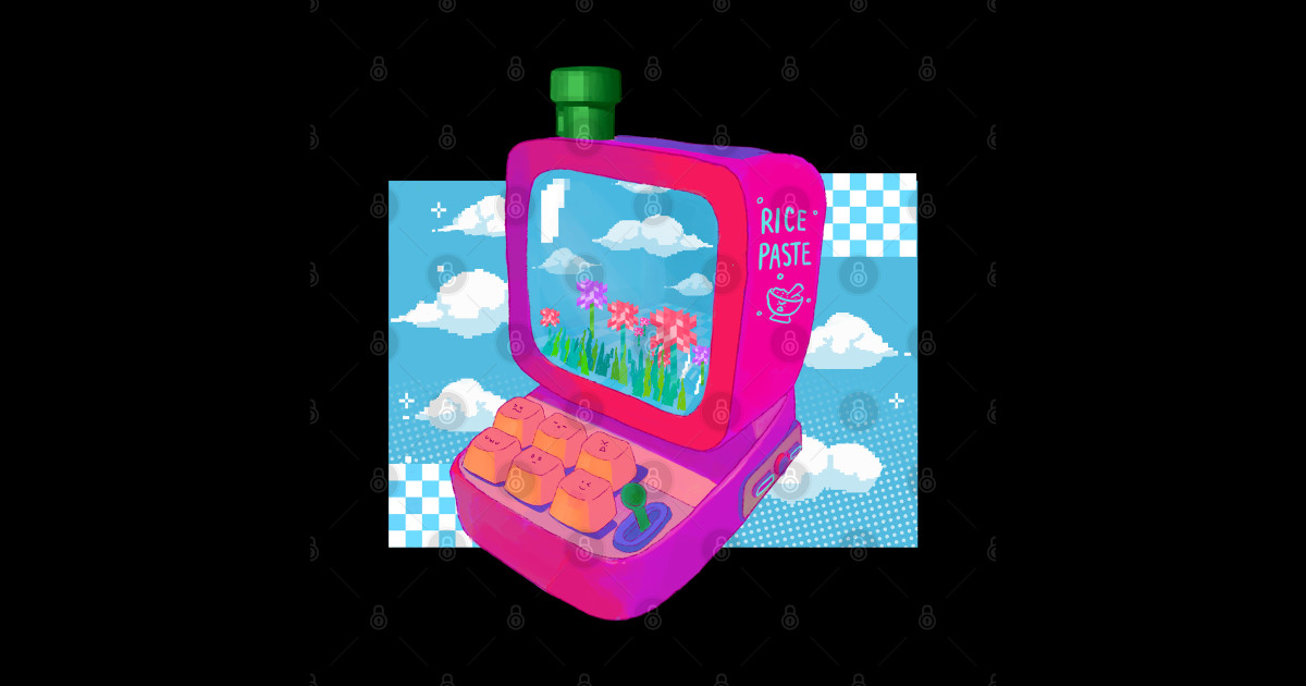 Cute Aesthetic Vaporwave Pink Laptop - Retro - Sticker | TeePublic