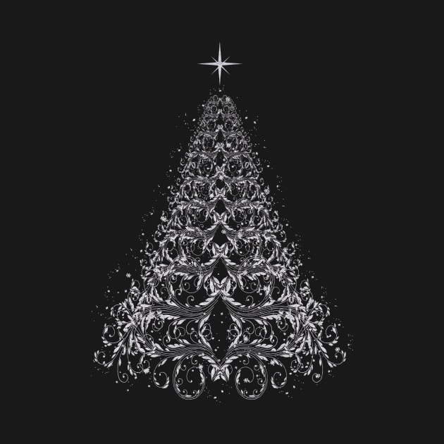 White Filigree Christmas Tree by Atteestude