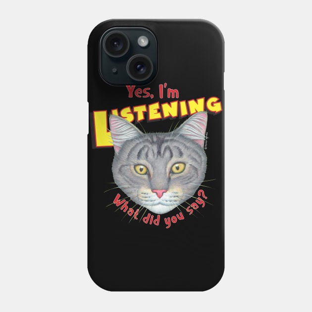 kitty cat attitude what did you say? Cute Tabby Cat Face Phone Case by Danny Gordon Art