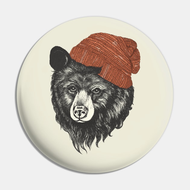 Bear in Knit Cap Pin by LauraGraves