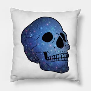 Galaxy Skull - Blue Pillow