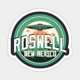 Roswell New Mexico Retro Spaceship Logo Magnet