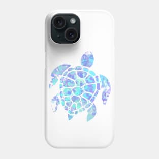 Sea Turtle Design in Turquoise, Mint and Purple Paint Drops Pattern Phone Case