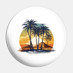 Natural background, sunset at the side of the river on palm branches Pin