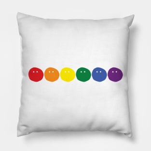 Mystery Smiley Faces Rainbow Pride Pillow