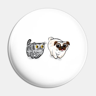 Pug and Cat Pin