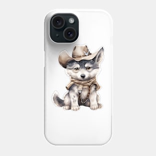 Gray Wolf Wearing a Cowboy Hat Phone Case