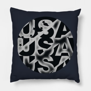 USA Circle, USA Flag B&W, Patriotic, Patriot, Proudly American Pillow