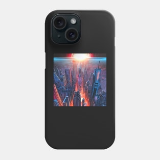 Futuristic Cyberpunk City Sunset Landscape Phone Case