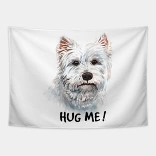 hug me white puppy Tapestry